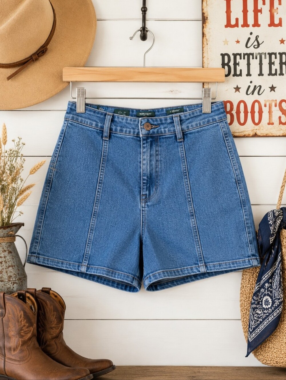 Wild Fable NEW Plus Size 22: High Waist Blue Paneled Denim Shorts